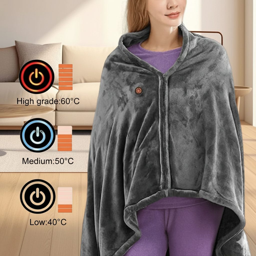 ThermaShawl™ – Wearable Heated Blanket with 3 Heat Levels