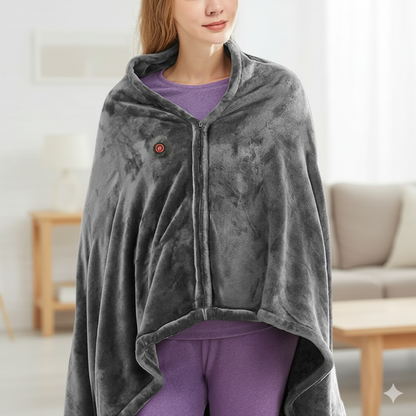 ThermaShawl™ – Wearable Heated Blanket with 3 Heat Levels | USB-Powered Cozy Plaid for Home, Office, Car & Travel